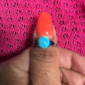 beautiful october blue opal ring w two sapphire’s… would make a wonderful gift
